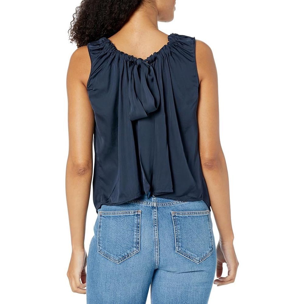 Velvet $178 Mindi Satin Viscose Tie Back Sleeveless Top navy blue XL NEW - Picture 2 of 10
